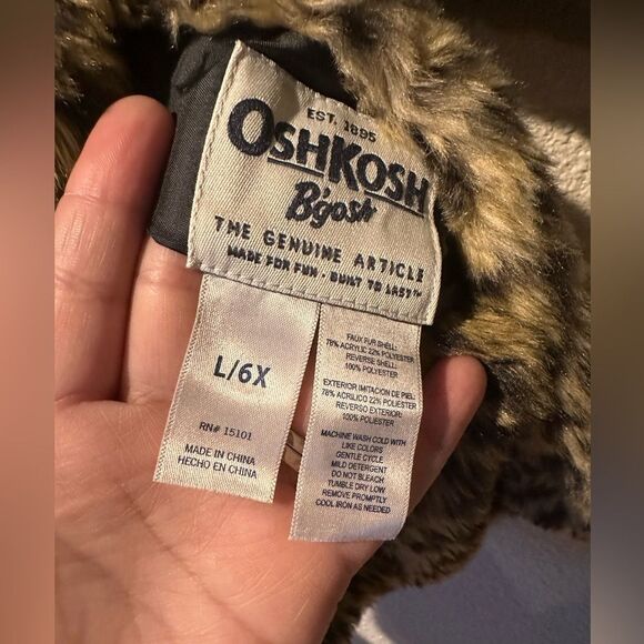 OshKosh B'Gosh Leopard Print Faux Fur Jacket Size 6 - Picture 4 of 11